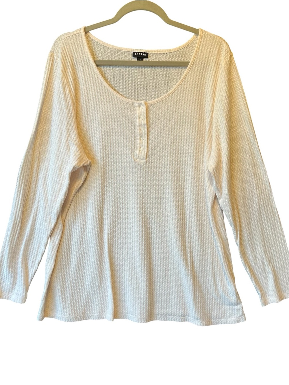 Torrid waffle knit henley thermal shirt 3X Ivory Long sleeves Scoop neck top